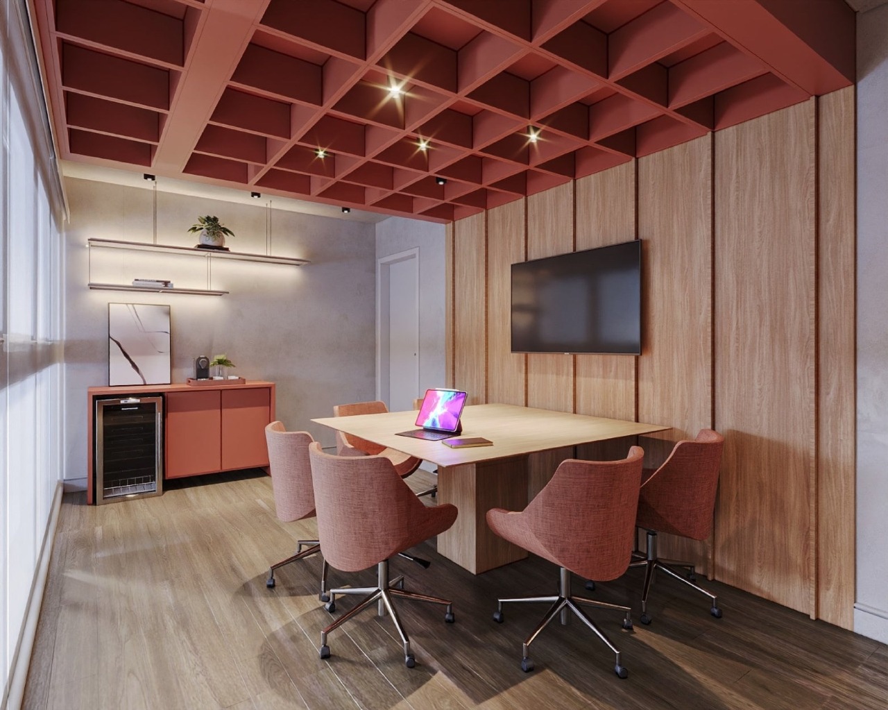 Apartamento à venda no Centro: Coworking com sala de reunião (imagem ilustrativa)