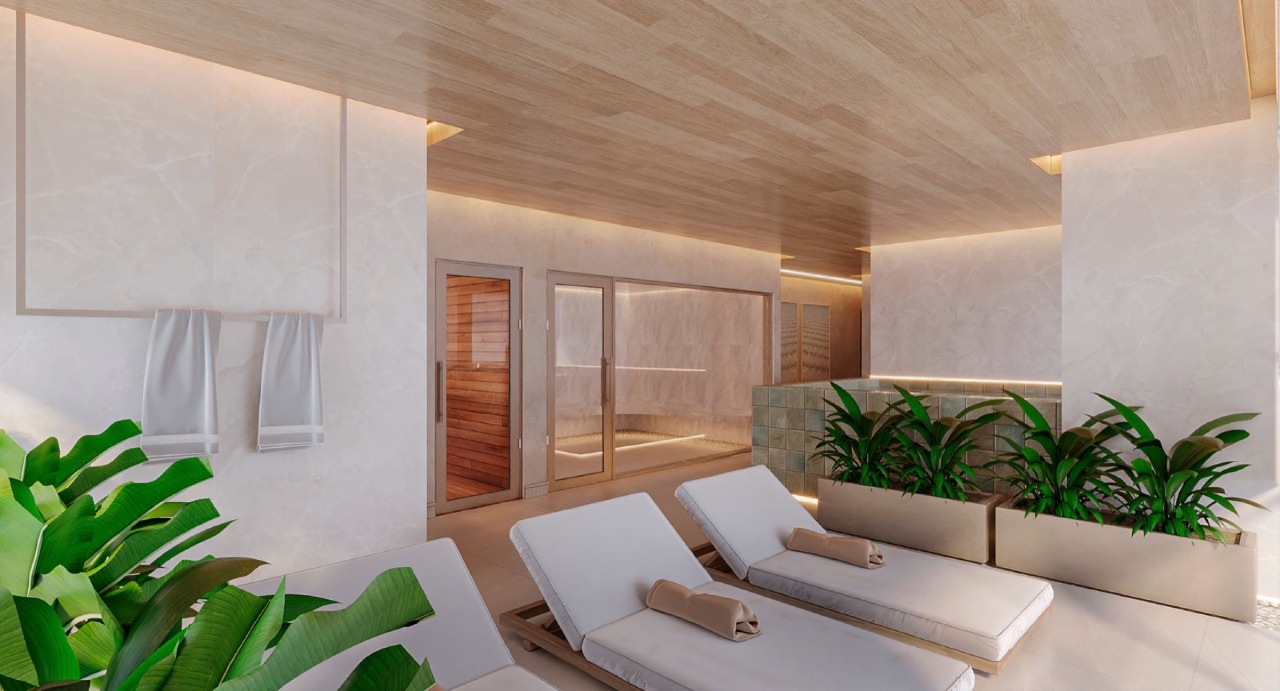 Apartamento à venda no Centro: Spa com espreguiçadeiras (imagem ilustrativa)