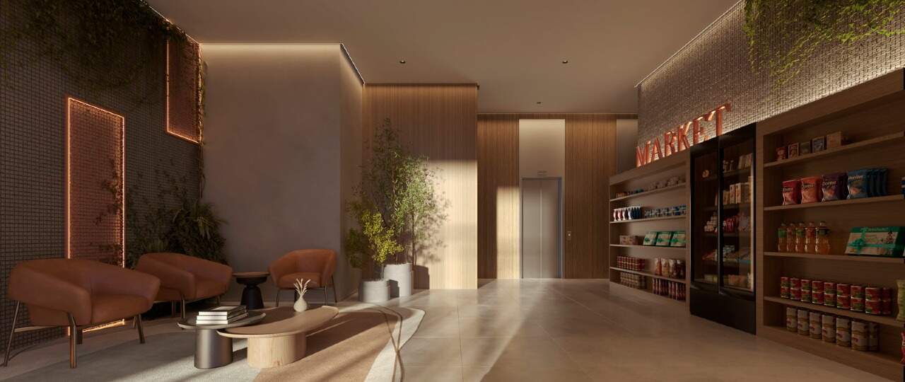 Apartamento à venda no Centro: Hall de entrada decorado do DOT Zero (imagem ilustrativa)