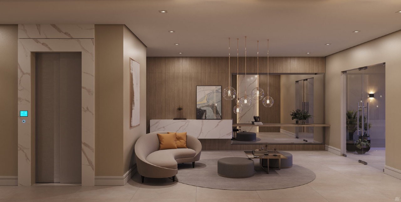 Apartamento à venda no Centro: Hall de entrada decorado (imagem ilustrativa)