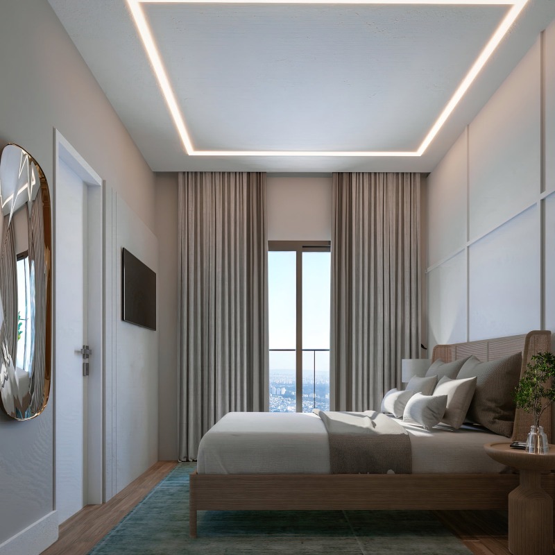Apartamento à venda no Centro: Segunda suíte com cama de casal (imagem ilustrativa)