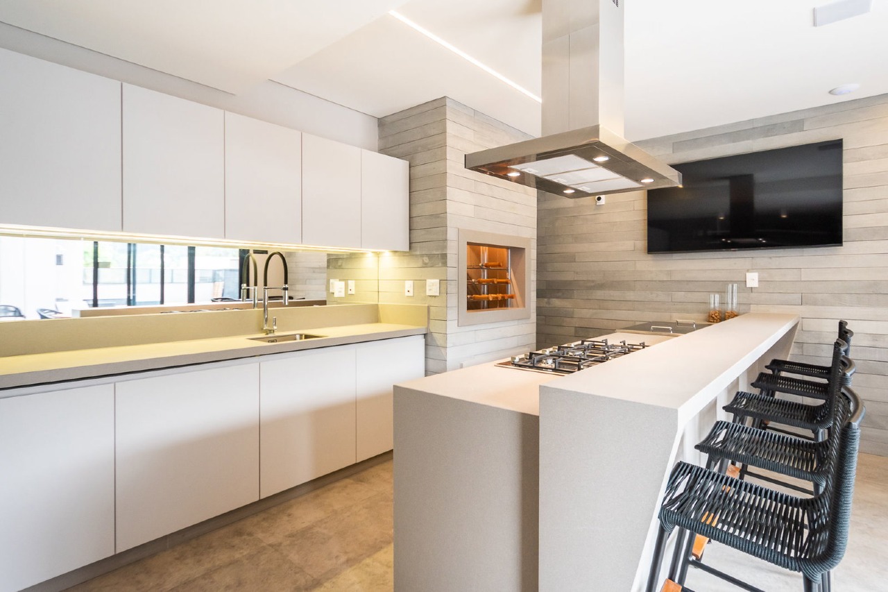 Apartamento à venda no Fazenda: Espaço gourmet com cozinha equipada