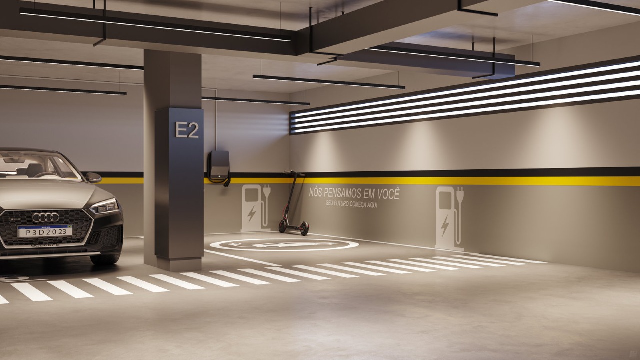 Apartamento à venda no Centro: Vaga com recarga para carro elétrico (imagem ilustrativa)