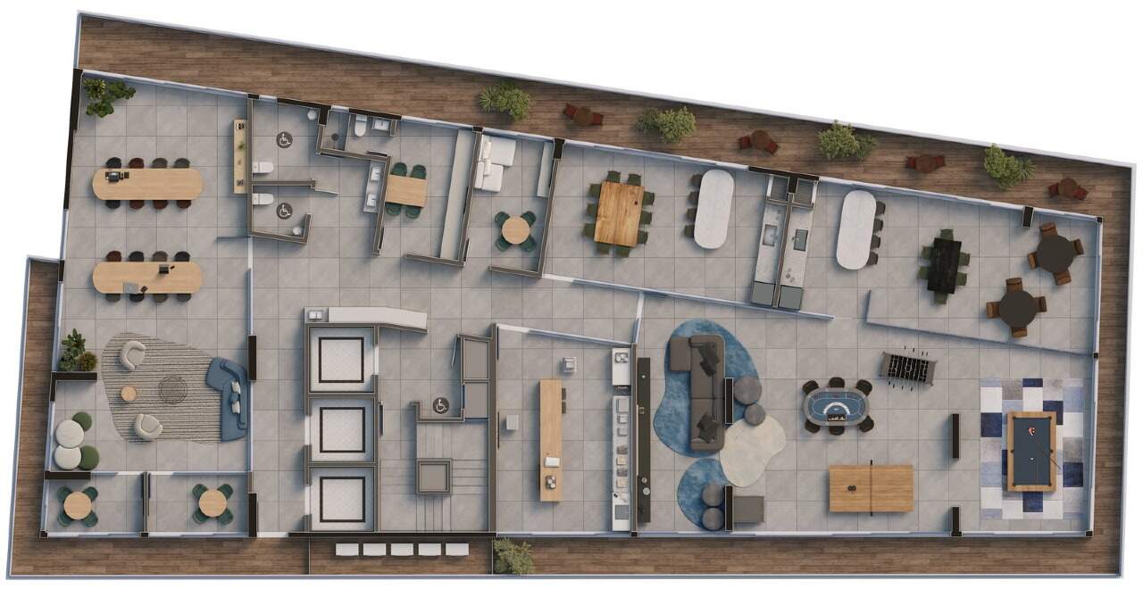 Apartamento à venda no Centro: Planta do andar de lazer do DOT Zero (imagem ilustrativa)
