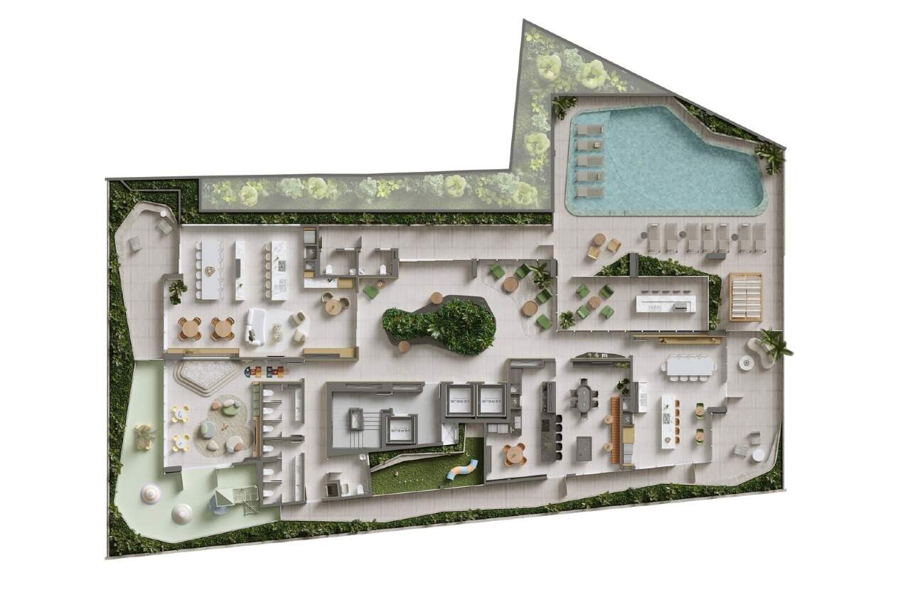 Apartamento à venda no Fazenda: Planta do pavimento de lazer do Versus (imagem ilustrativa)