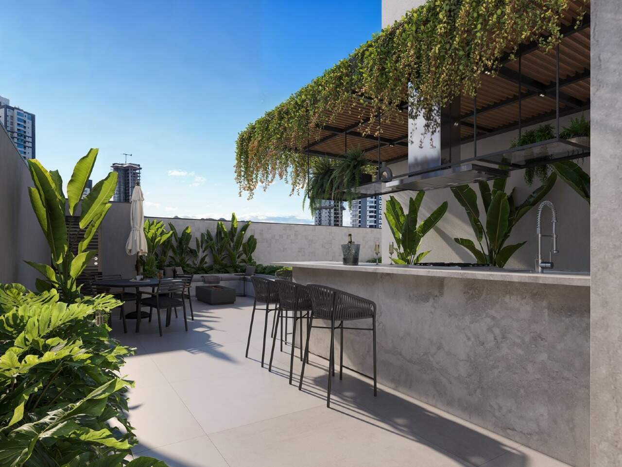 Apartamento à venda no Fazenda: Espaço gourmet externo com bancada