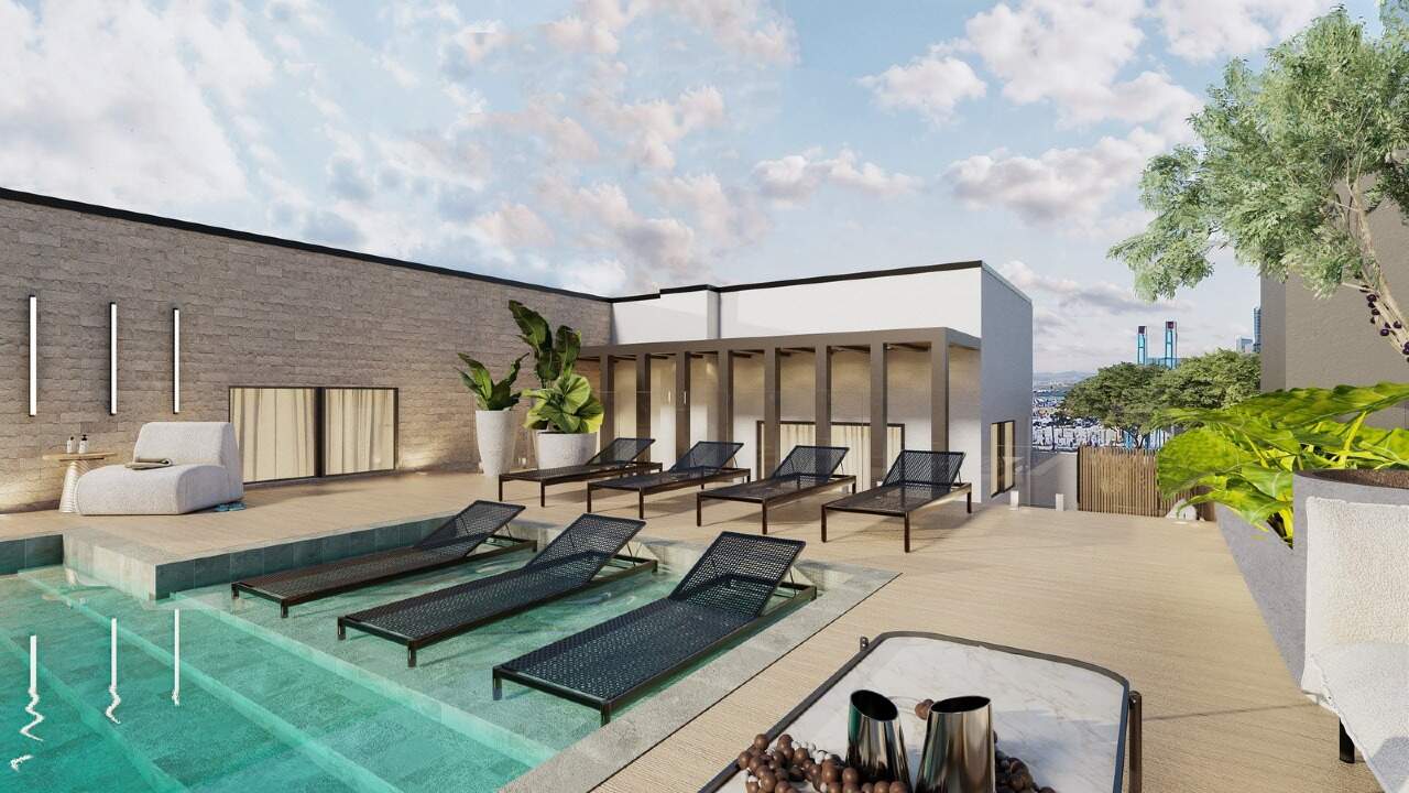 Apartamento à venda no Centro: Piscina de borda infinita no rooftop (imagem ilustrativa)