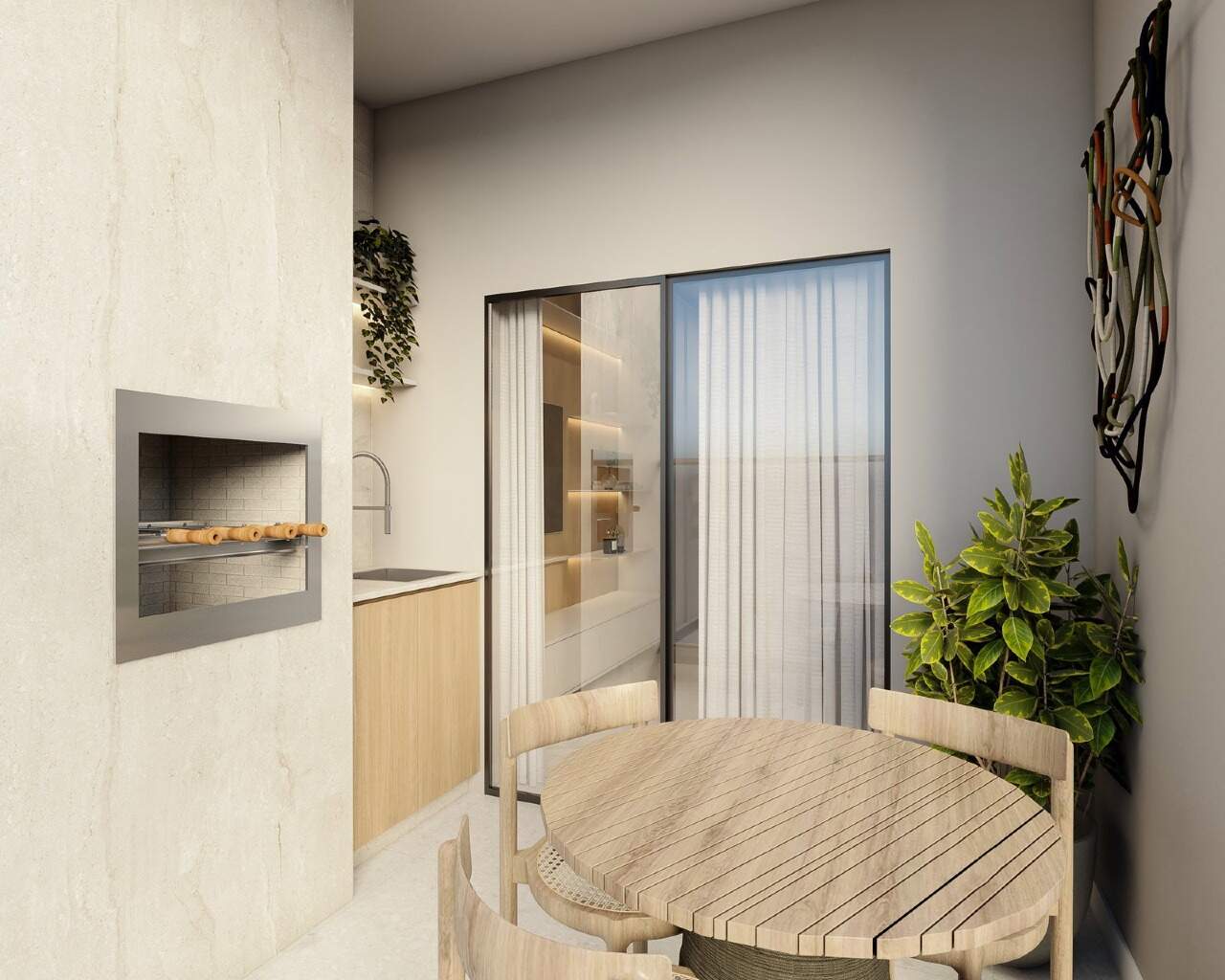 Apartamento à venda no Centro: Sacada com churrasqueira (imagem ilustrativa)