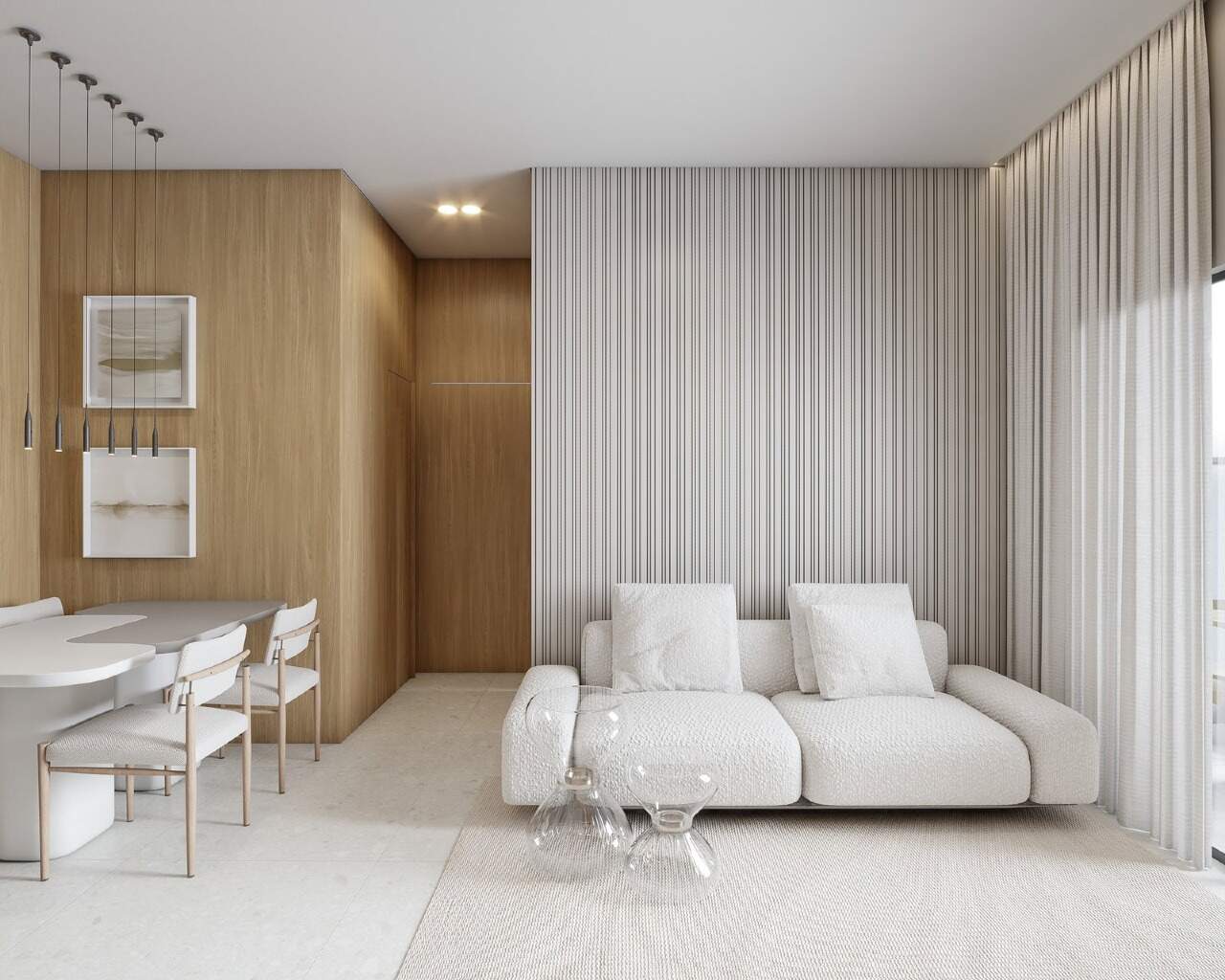 Apartamento à venda no Centro: Living com sofá e jantar (imagem ilustrativa)