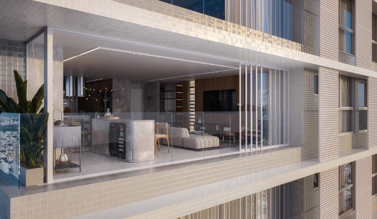 Apartamento à venda no Centro: Sacada integrada ao living e à cozinha (imagem ilustrativa)