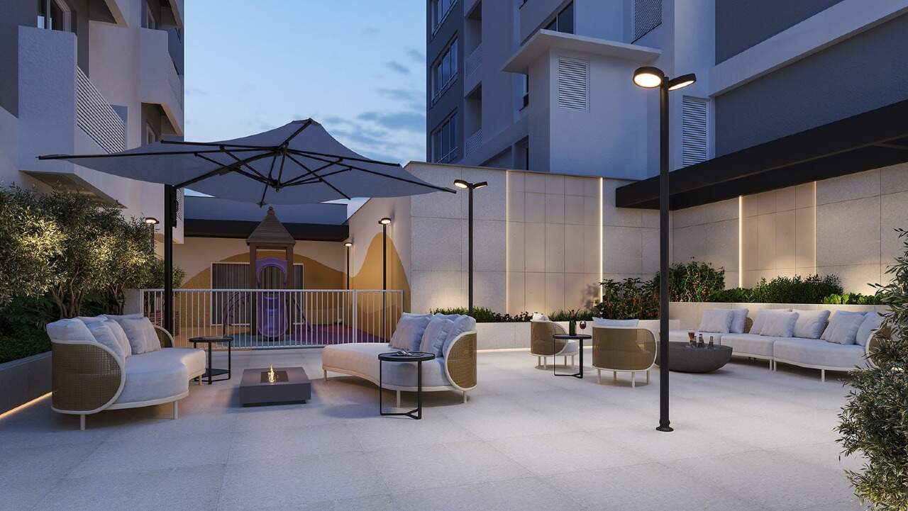 Apartamento à venda no Fazendinha: Fireplace ao ar livre (imagem ilustrativa)
