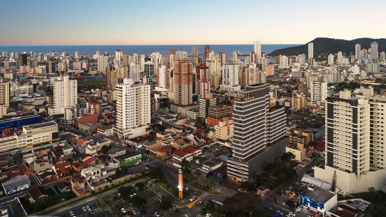Apartamento à venda no Centro: Vista aérea do Pass Connect no Centro de Itajaí (imagem ilustrativa)
