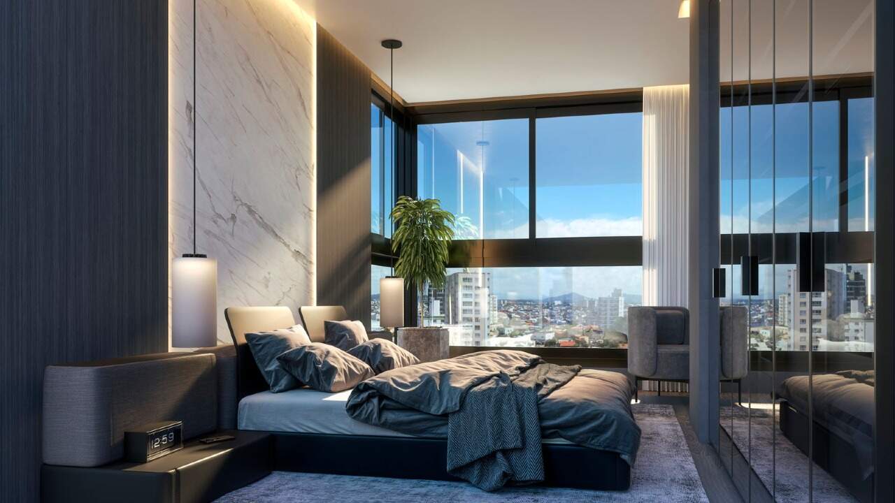 Apartamento à venda no Centro: Dormitório com janela ampla (imagem ilustrativa)