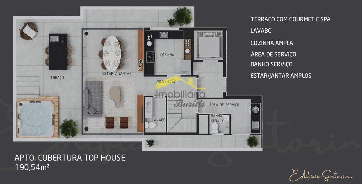 Cobertura à venda no Gutierrez: Planta 1° Pavimento Cobertura