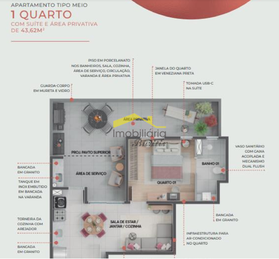 Apartamento com área privativa à venda no Dom Cabral: 