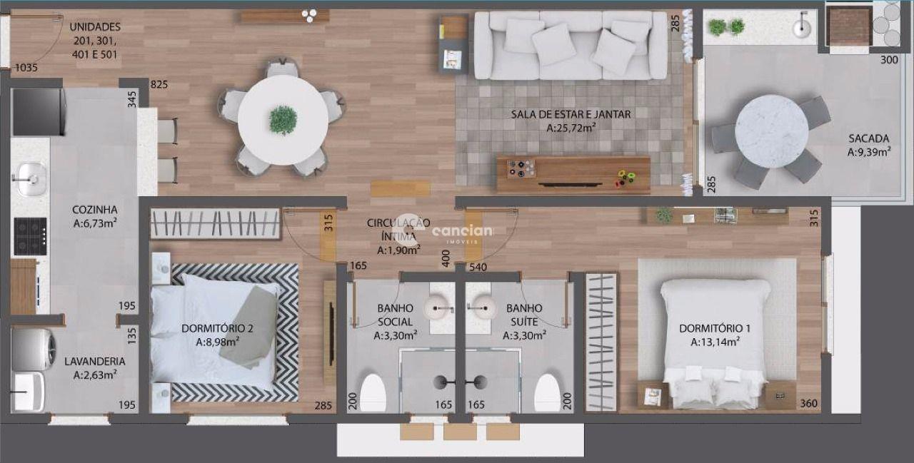 Apartamento para aluguel no Camobi: 