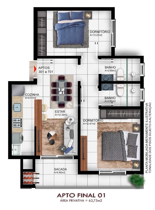 Apartamento à venda no Camobi: 