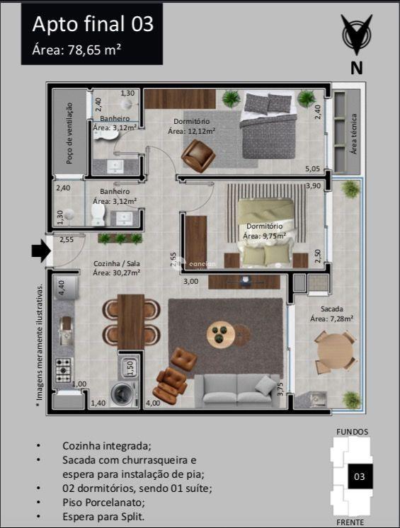 Apartamento à venda no Camobi: 