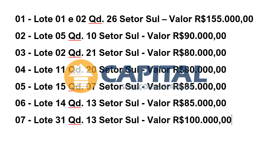 Lote à venda no Setor Sul: 