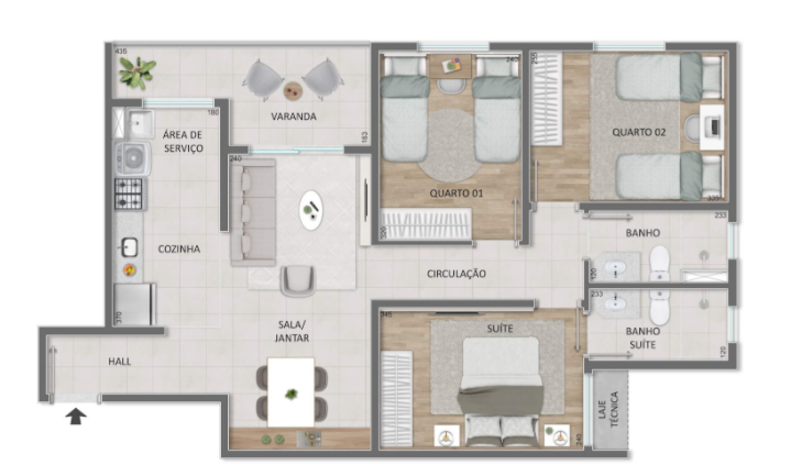 Apartamento com 3 quartos à venda no bairro Jaraguá em Belo Horizonte