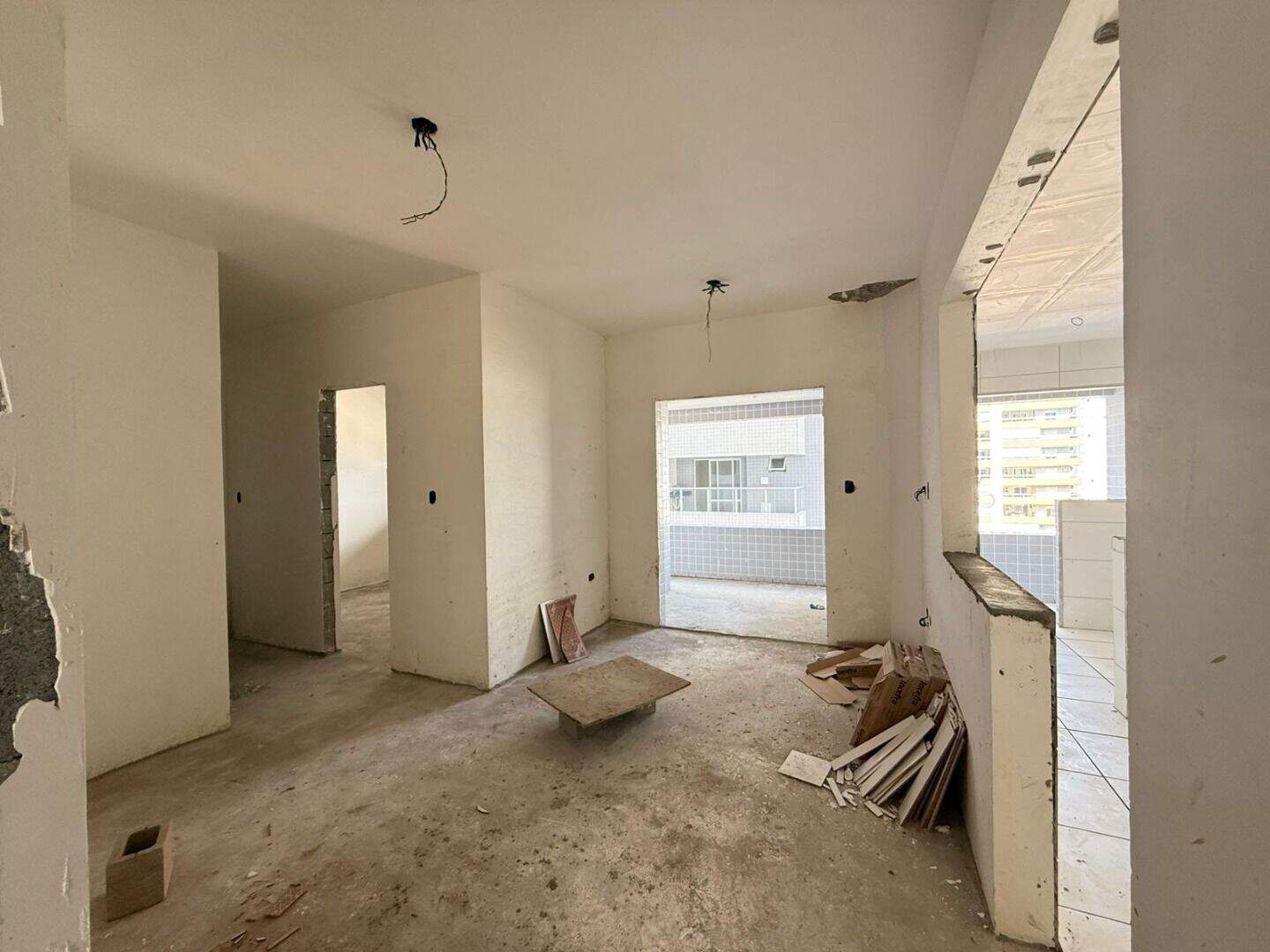 Apartamento à venda no Caiçara: Fotos da obra, previsão de entrega em fevereiro de 2026.