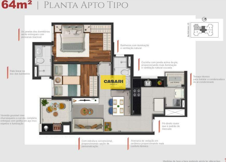 Apartamento para à venda no bairro Campestre, Santo André - Casari Imóveis: 