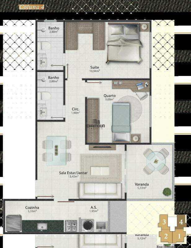 Apartamento à venda no Praia da Costa: 2 quartos, 1 suíte, Praia da Costa - Vila Velha - ES