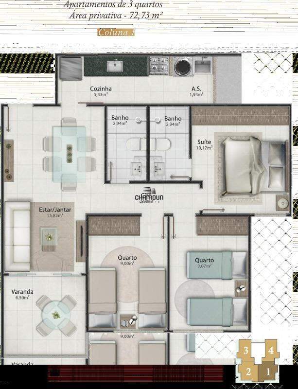 Apartamento à venda no Praia da Costa: 3 quartos, 2 vagas de garagem, Praia da Costa - Vila Velha - ES