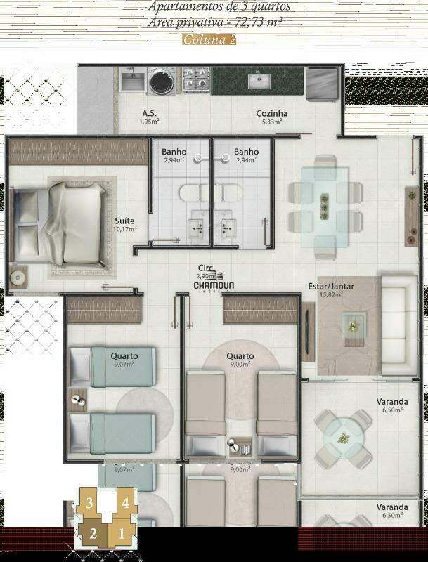 Apartamento à venda no Praia da Costa: 3 quartos, 2 vagas de garagem, Praia da Costa - Vila Velha - ES