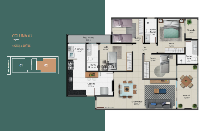 Apartamento à venda no Praia da Costa: 