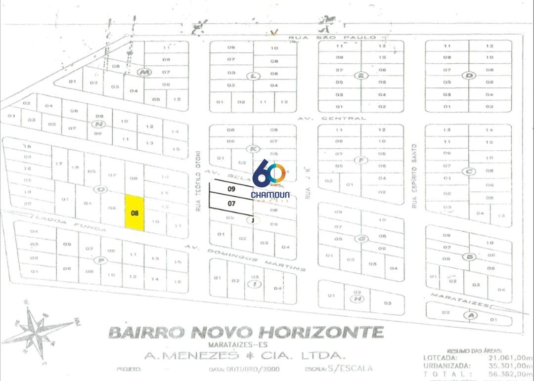 Lote à venda no Novo Horizonte: Lote à venda em Marataízes.