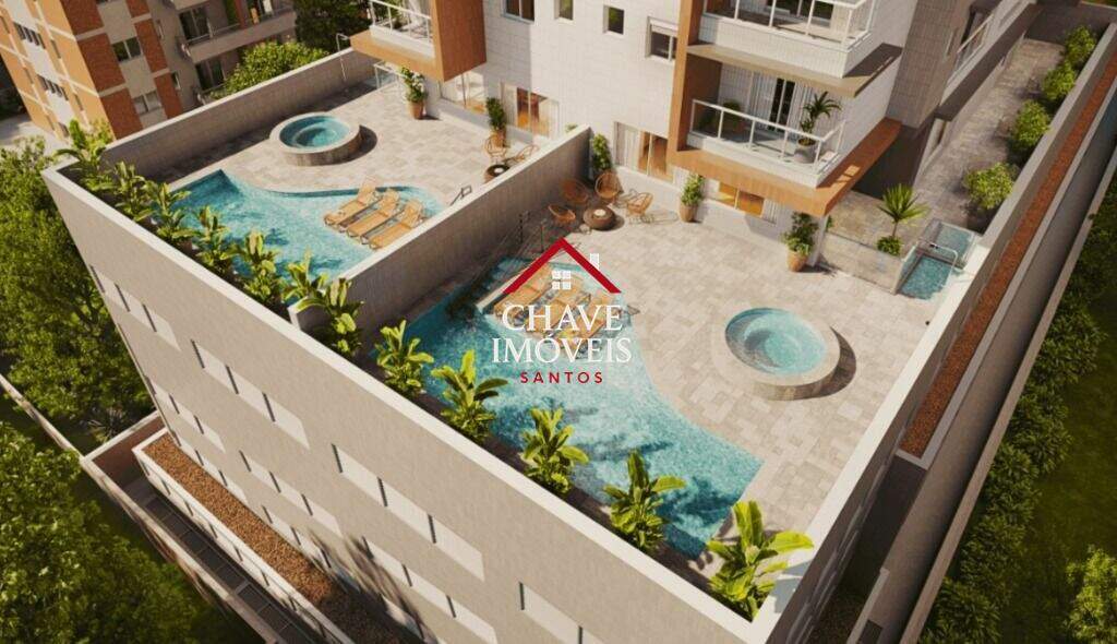 Apartamento à venda no Embaré: Duas casas de campo, dentro do condomínio, com piscina privativa, área gourmet, churrasqueira e muito mais.