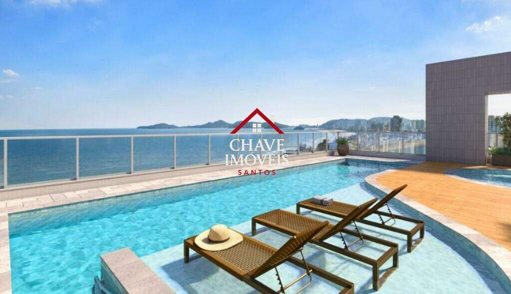Apartamento à venda no Embaré: Piscinas adulto e infantil climatizadas, deck molhado e solarium no rooftop.