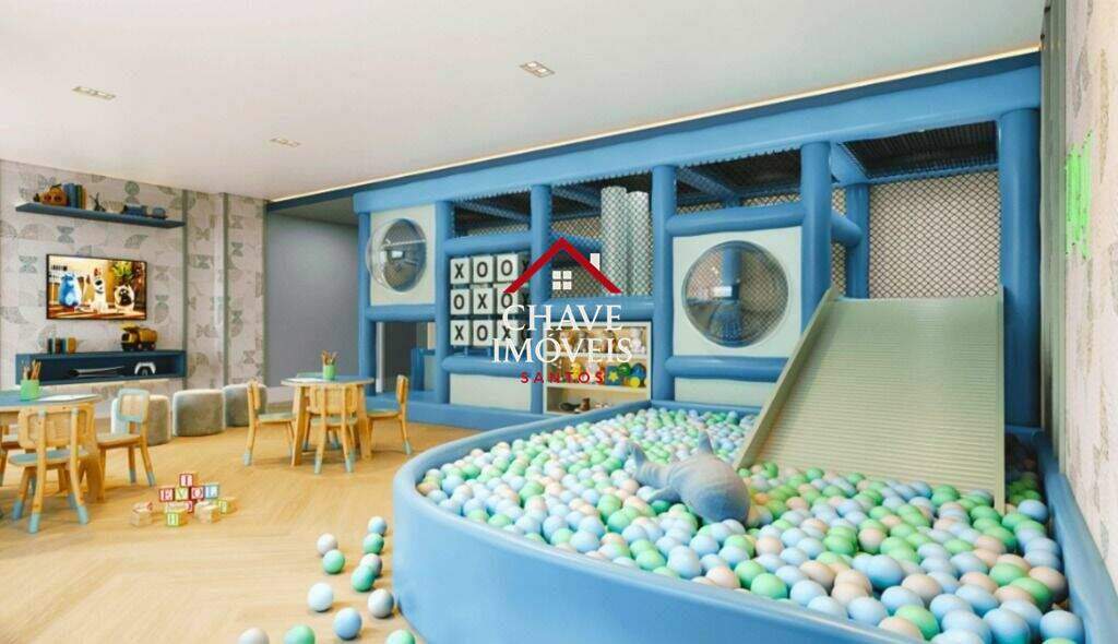 Apartamento à venda no Embaré: Brinquedoteca e playground com piso emborrachado, para diversão das crianças.
