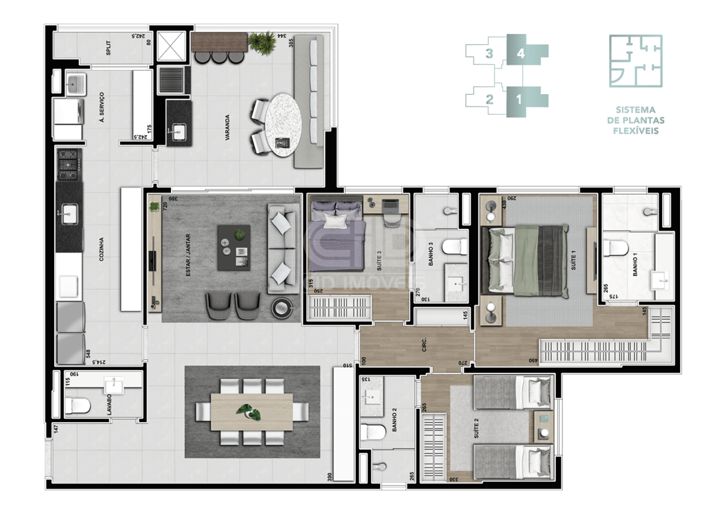 Apartamento à venda com 3 quartos, 139m² - Foto 2