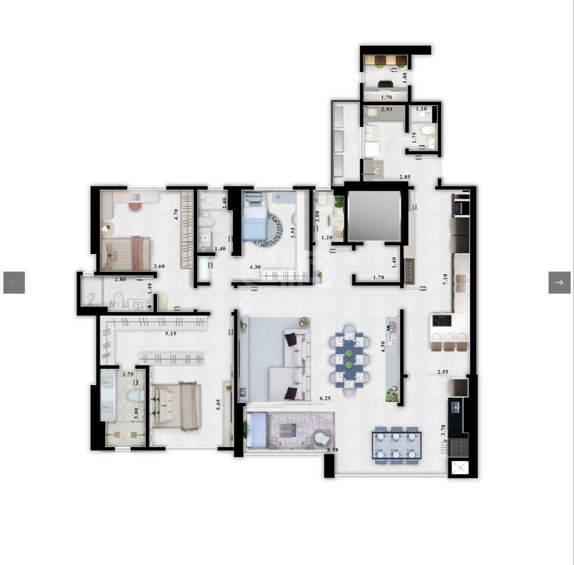 Apartamento à venda com 3 quartos, 166m² - Foto 2