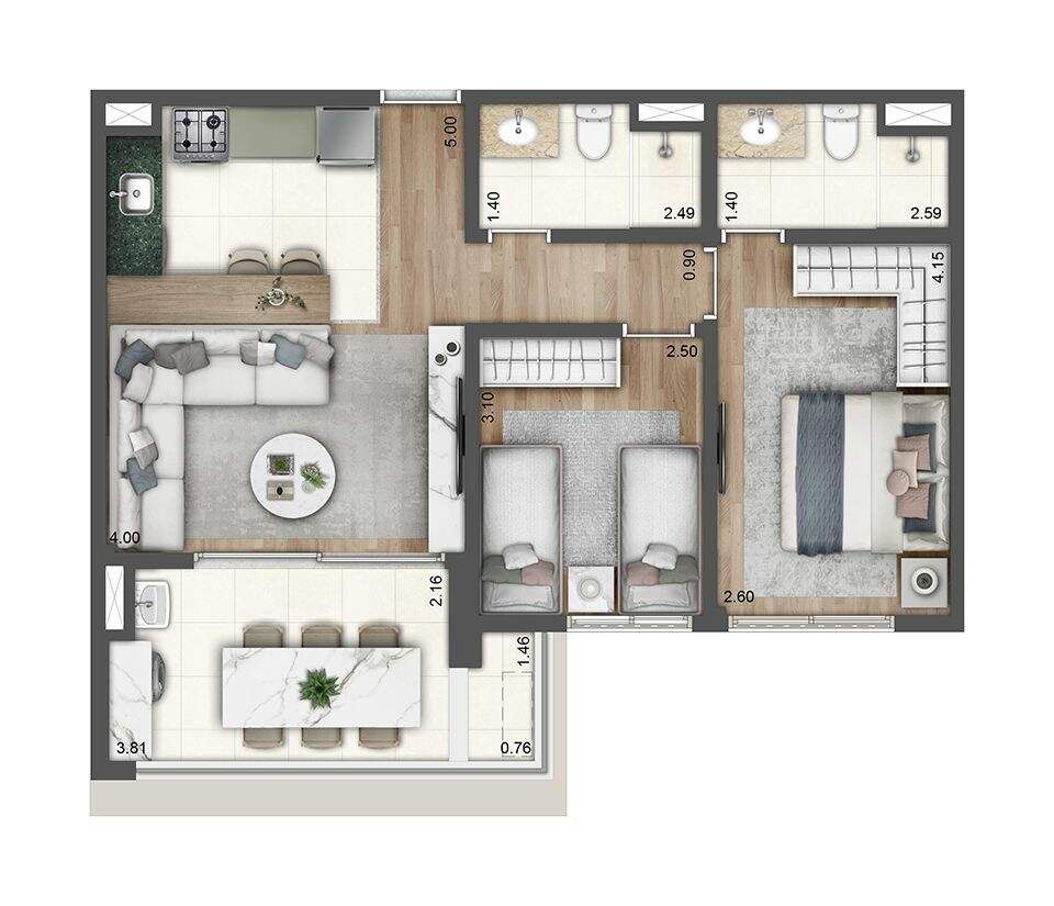 Apartamento à venda com 2 quartos, 65m² - Foto 2