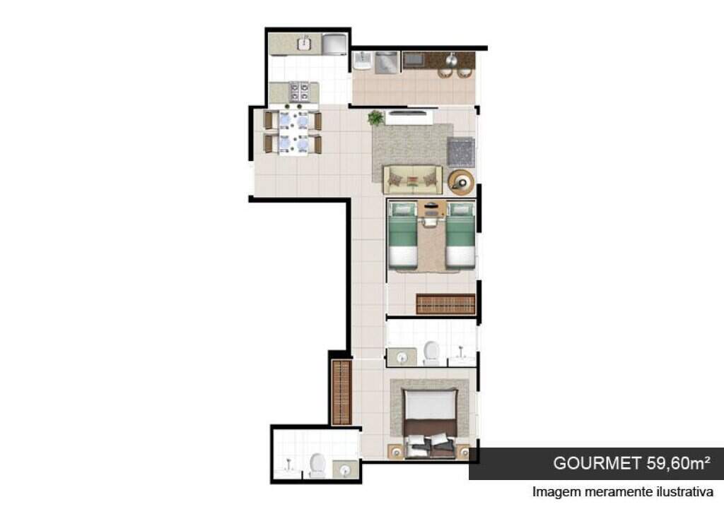 Apartamento à venda com 2 quartos, 59m² - Foto 3