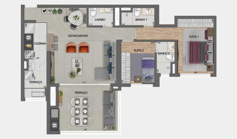 Apartamento à venda com 3 quartos, 91m² - Foto 3