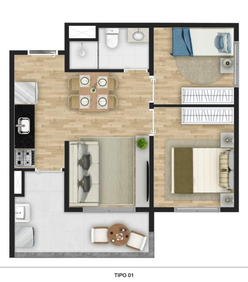 Apartamento à venda com 2 quartos, 40m² - Foto 1