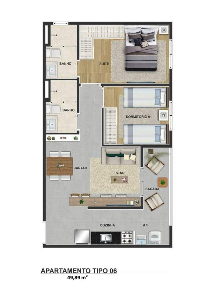 Apartamento à venda com 2 quartos, 48m² - Foto 1