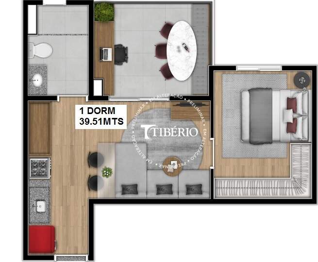 Apartamento à venda com 1 quarto, 34m² - Foto 1