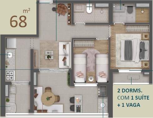 Apartamento à venda com 2 quartos, 68m² - Foto 2