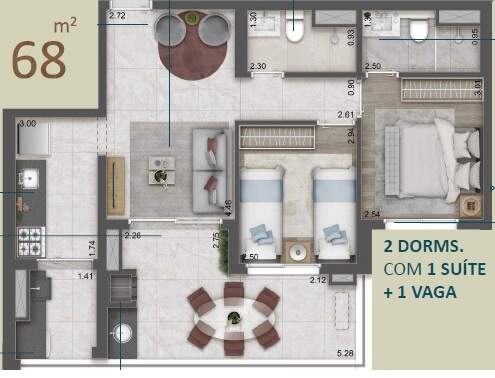 Apartamento à venda com 2 quartos, 68m² - Foto 3