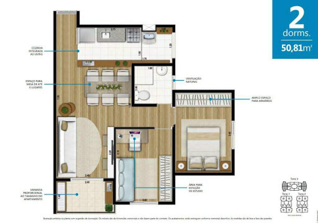 Apartamento à venda com 2 quartos, 51m² - Foto 2