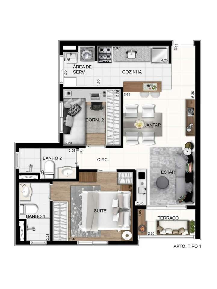 Apartamento à venda com 2 quartos, 51m² - Foto 1