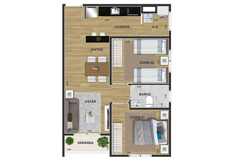 Apartamento à venda com 2 quartos, 46m² - Foto 12