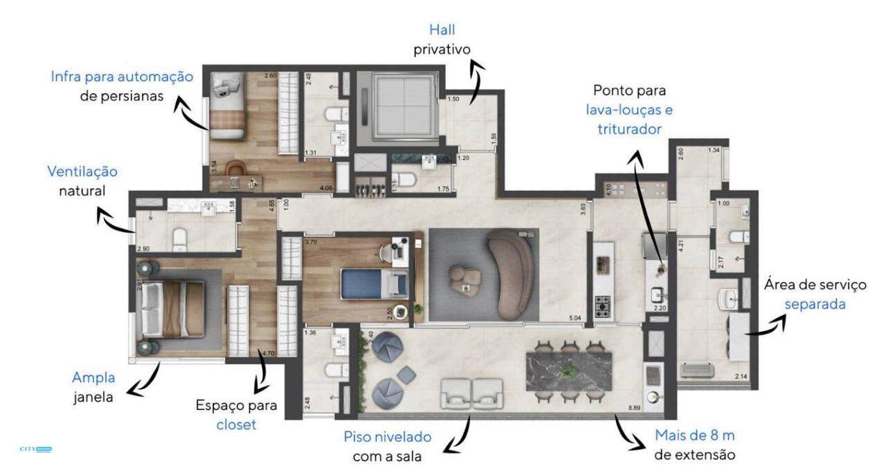 Apartamento à venda com 3 quartos, 142m² - Foto 8