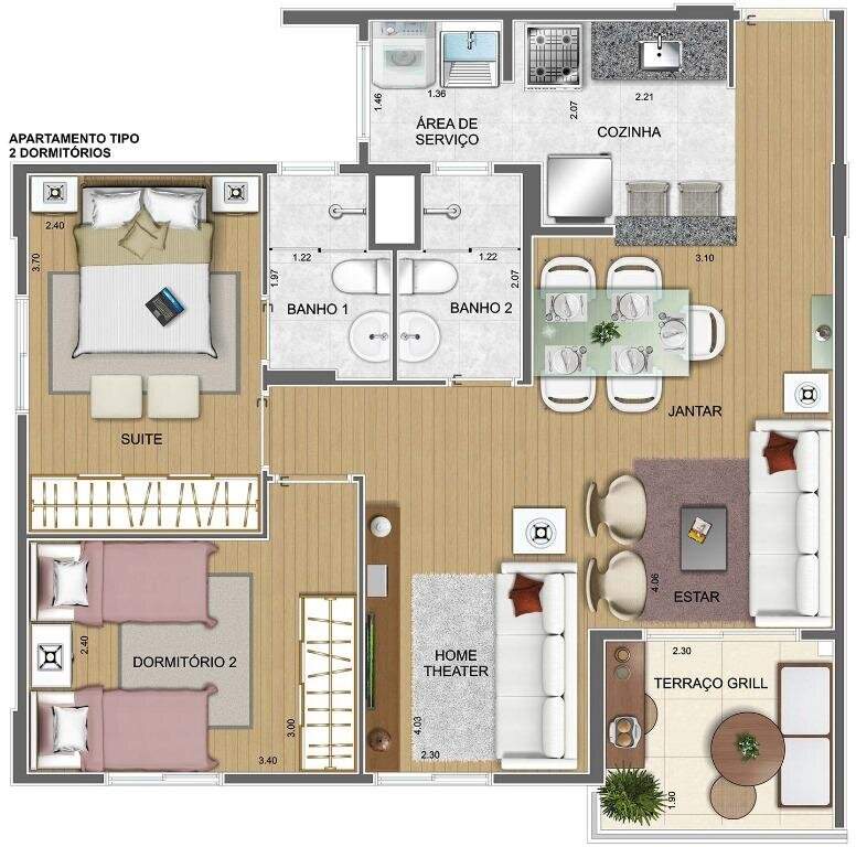 Apartamento à venda com 3 quartos, 68m² - Foto 3