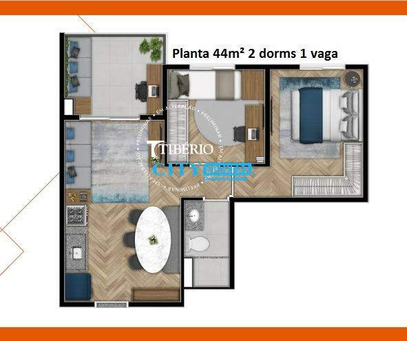 Apartamento à venda com 2 quartos, 44m² - Foto 3